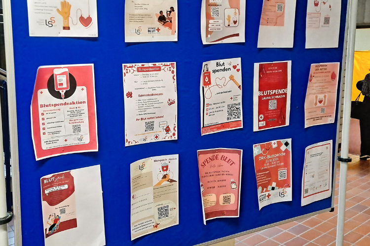 Werbeplakate für die Bluspende erstellt vom Berufskolleg für Pflege