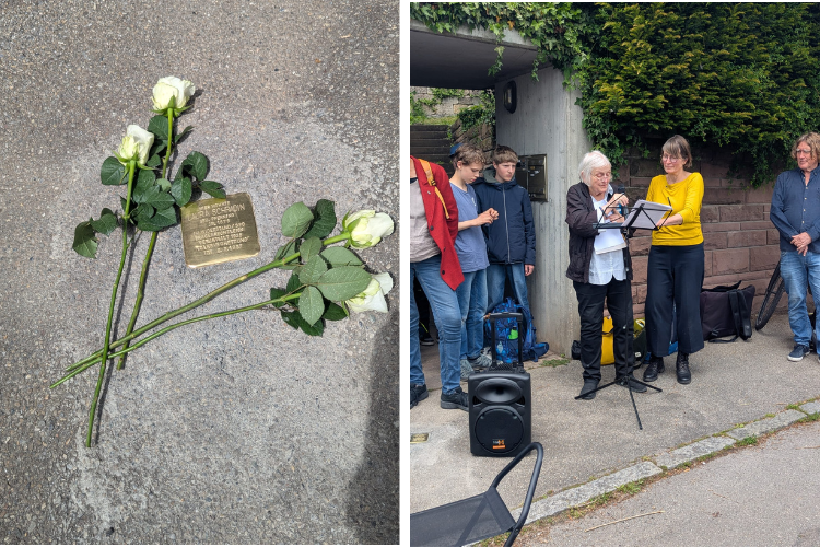 Bei der Staolpersteinverlegung vor dem Haus, indem Laura Schradin wohnte.